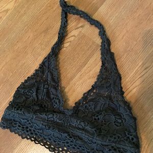 Dark green lace bralette